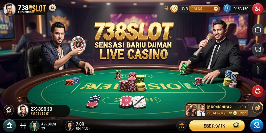 Screenshot gameplay <strong>738SLOT</strong> menunjukkan suasana kasino yang realistis.