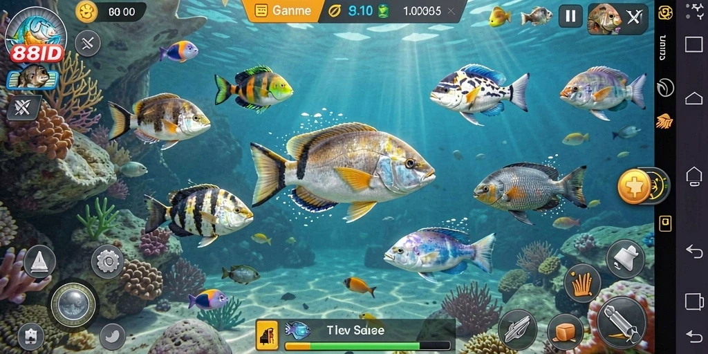 Tampilan screenshot gameplay 88ID menampilkan aksi tembak ikan yang seru dan mendebarkan.