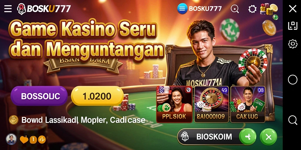 Tampilan menarik dari gameplay kasino BOSKU777 yang seru.