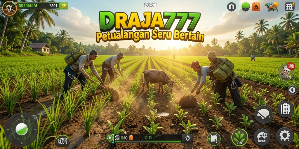 Screenshot gameplay DRAJA777 yang menampilkan aktivitas bertani yang menyenangkan.