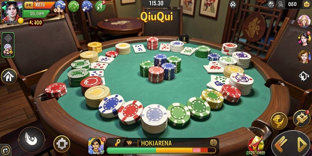 Gameplay seru HOKIARENA dengan kartu QiuQiu.