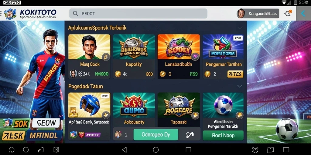 Tampilan utama KOKITOTO dengan fitur taruhan olahraga yang menarik.