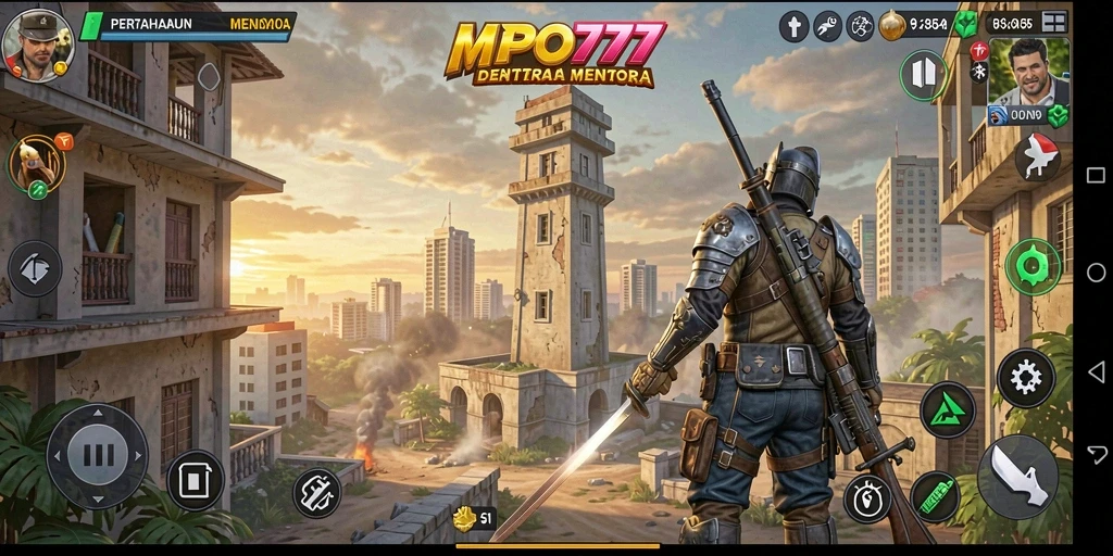 Screenshot MPO777 menunjukkan gameplay Tower Defense yang mendebarkan.