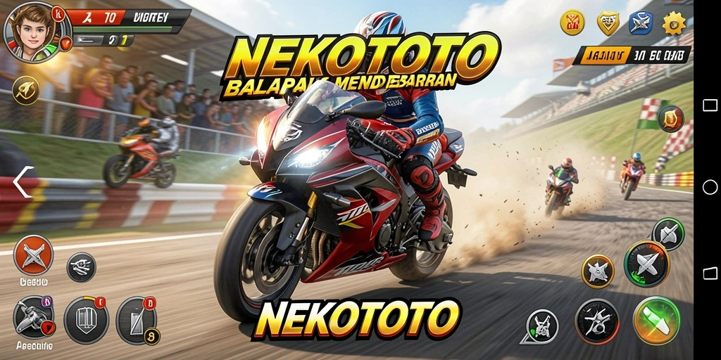 Gameplay NEKOTOTO yang seru dalam balapan motor.