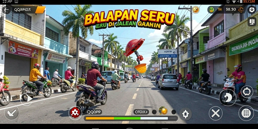 Tampilan gameplay balapan mendebarkan di QQRP.
