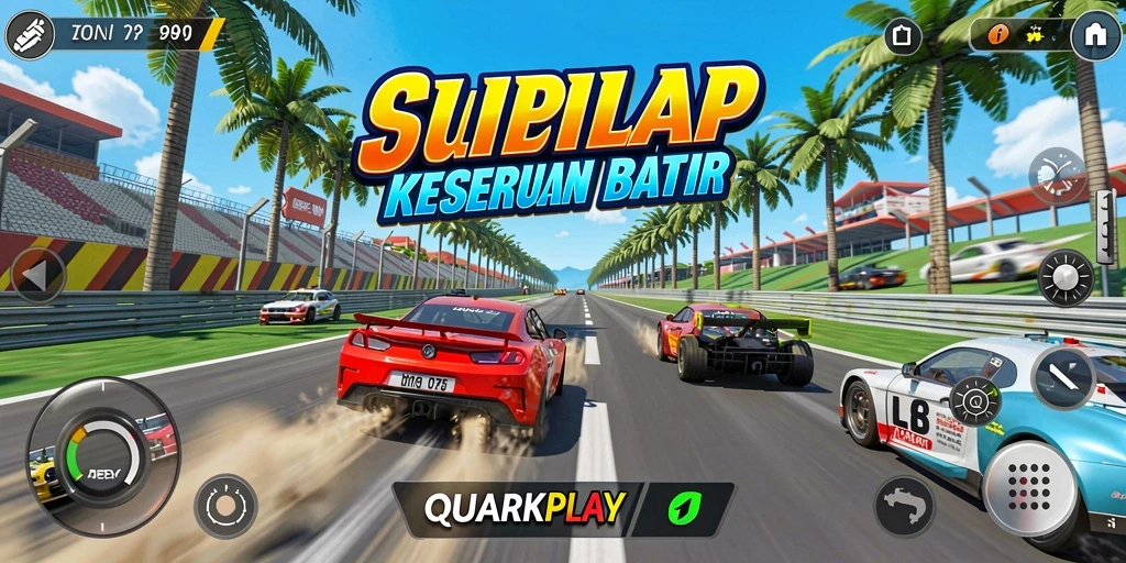 Tangkapan layar gameplay balapan yang mendebarkan di QUARKPLAY.