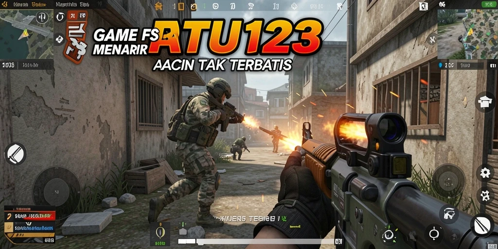 Screenshot menampilkan aksi tembak-menembak intens di RATU123.