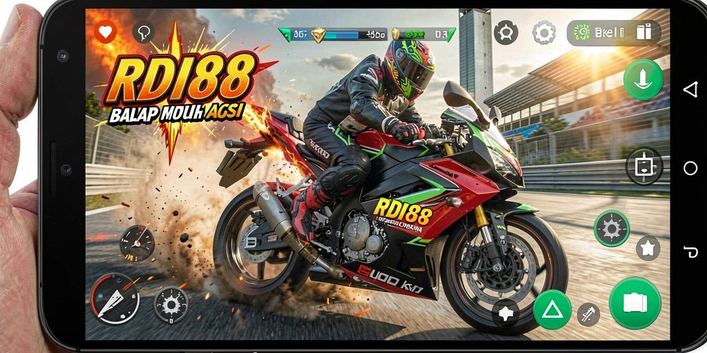 Gameplay RDI88 yang seru dengan aksi balap motor realistik.
