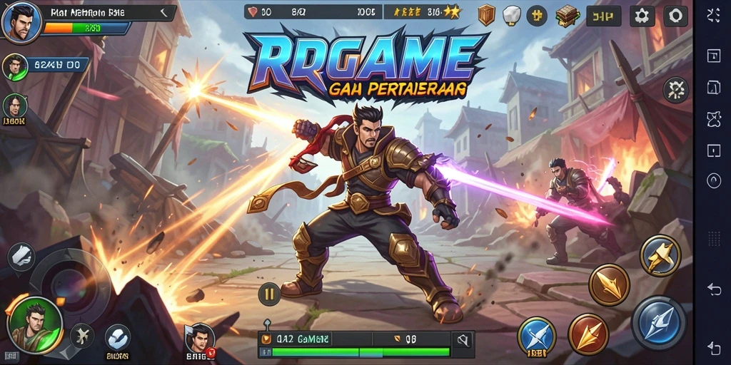 Screenshot gameplay RPGAME menampilkan aksi pertarungan yang mendebarkan.