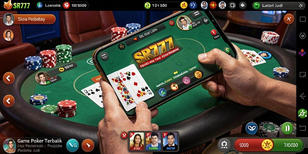 Screenshot permainan SR777 menampilkan aksi seru dalam Poker.