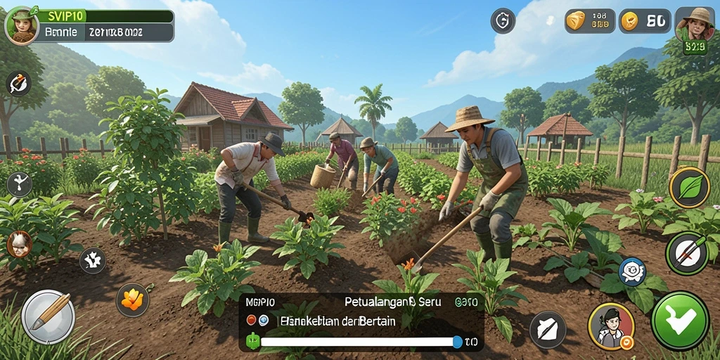 Screenshot gameplay SVIP10 menampilkan momen seru saat panen.