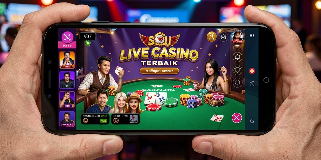 Tampilan gameplay Live Casino yang memukau di aplikasi V07.