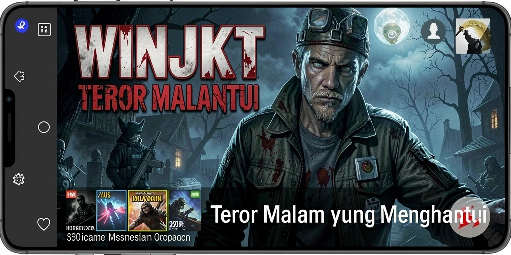 Screenshot menunjukkan pemain menghadapi monster di kegelapan.