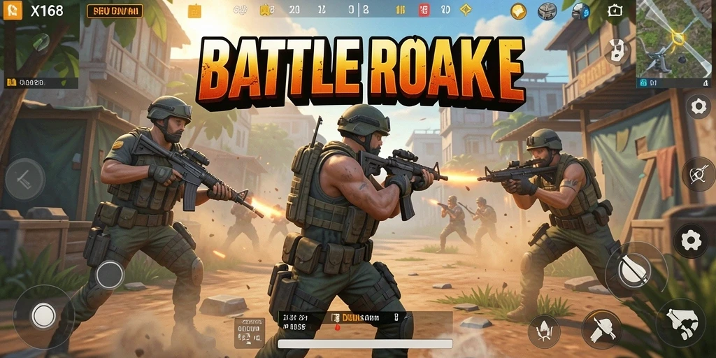 Tampilan gameplay seru dalam X168 dengan aksi Battle Royale.