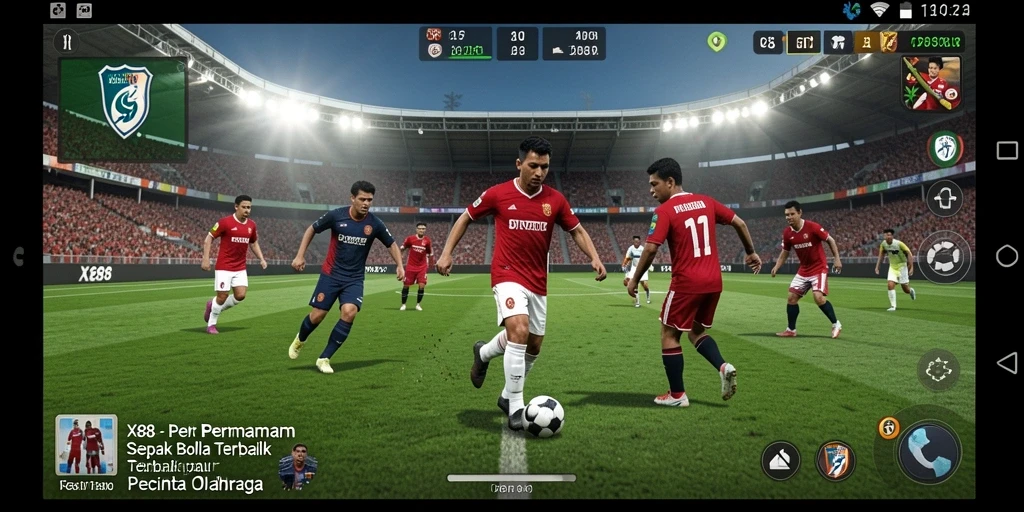 Tampilan gameplay seru X88 dengan pertandingan sepak bola yang mendebarkan.