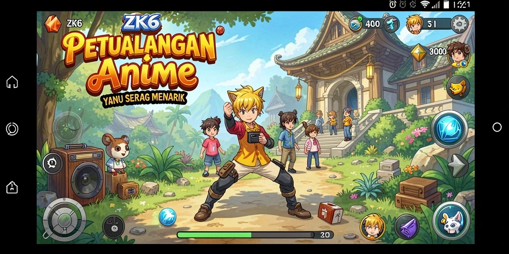 Screenshot gameplay ZK6 menampilkan pertarungan anime yang mendebarkan.